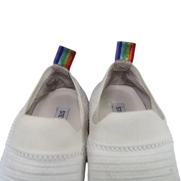 Steve Madden Shoes Womens 7 Sneakers Slip On Casual Fashion Knit White Platform - Picture 14 of 16